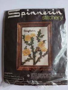 Spinnerin Stitchery Crewel kit ricamo staghorn cactus vintage ST-1089 seta - Foto 1 di 8