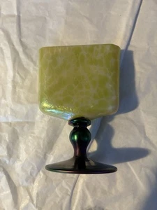 Portatarjetas checo bohemio amarillo y blanco papillon con vástago iridiscente - Imagen 1 de 5