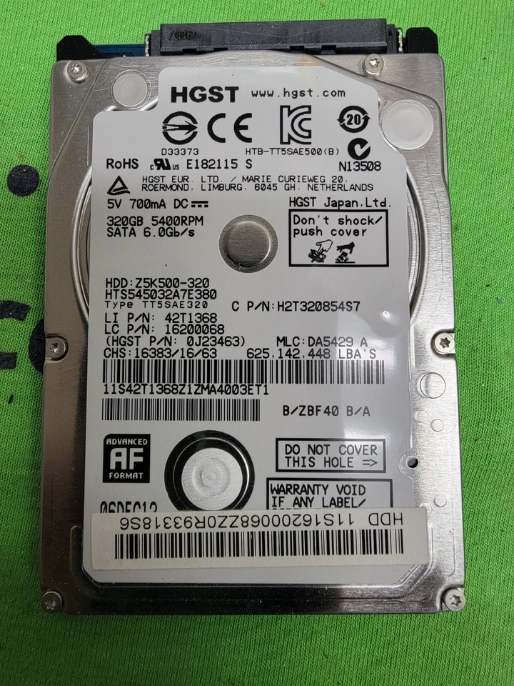 Hitachi 320GB SATA II 2.5" 7MM SATA Hard Drive HDD - HTS545032A7E380 - Image 1 of 1