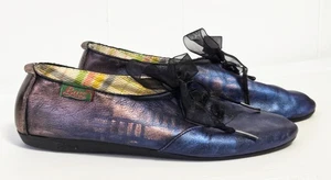Ballerine stringate GH Bass & Co vintage dipinte a mano 7,5 quercia con metallo oro rosa navy - Foto 1 di 7