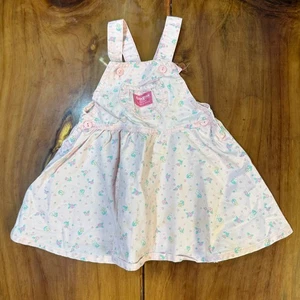 Vintage 80s Oshkosh 90s Girls Dress 3T Cotton Floral B'gosh RARE USA Jumper K24 - Picture 1 of 6
