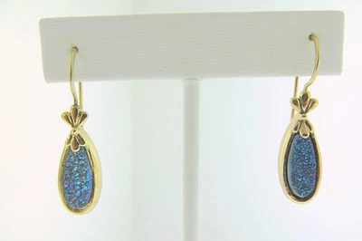 Sajen Bronze Marianna  Richard Jacobs Blue Green Drusy Tear Drop  Earrings - Image 1 of 4