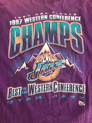 1994 Utah Jazz NBA Western Conference Champs T Shirt Tee 2XL Pro Player - Image 1 of 4