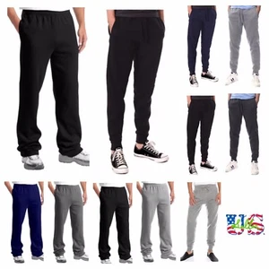 Men's Jogger Fleece Sweatpants Sports Active Gym Workout Track Casual Hip Hop - Picture 1 of 10