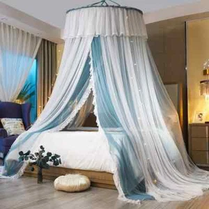 Double Layer Bed Curtain Princess Round Dome Bedding Mosquito Net Twin Home Chic - Picture 1 of 1