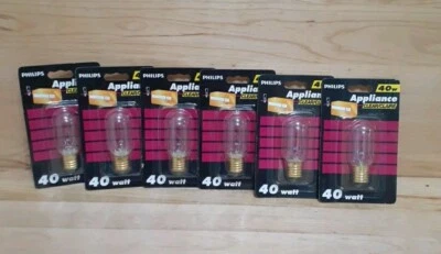 6 CT:  PHILIPS T8 CLEAR Appliance Light Bulb Intermediate Base 120v BC40T8/N   - Image 1 of 2