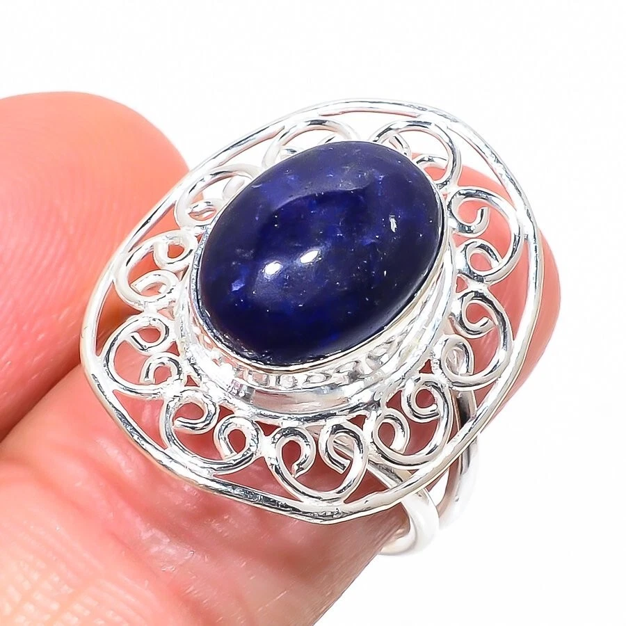 Lapis Lazuli Gemstone 925 Sterling Silver Jewelry All Size Ring For Gift - Image 1 of 1