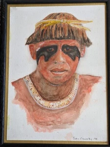 Original watercolour painting by John Elsworthy 1998 Indigenous Kuikuro - Picture 1 of 15