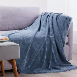 *Clover by Jo Garment Wash and Dye Jacquard Throw - Stone Blue - Picture 1 of 1