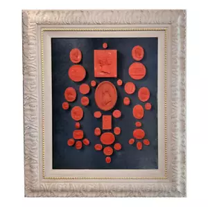 Neoclassical Grand Tour Rivival Red Plaster Waxed Intaglio Collection in Gray an - Picture 1 of 10