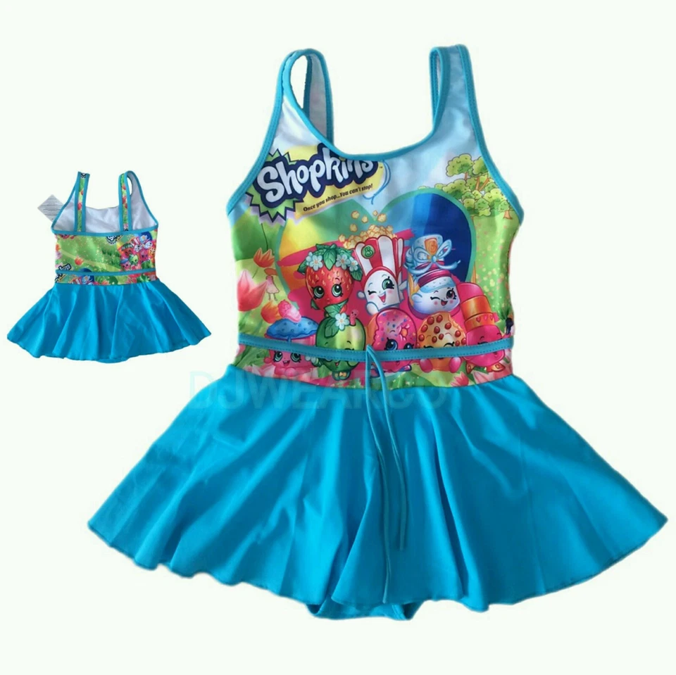 Kids Girl's Cartoon Print Shopkins Girls Swimsuit One piece Dress swimwear - Image 1 of 2