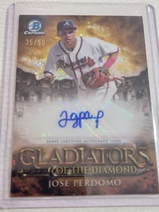 Jose Perdomo 2024 Bowman Chrome Gladiators Of The Diamond Auto /50 Braves - Bild 1 von 10