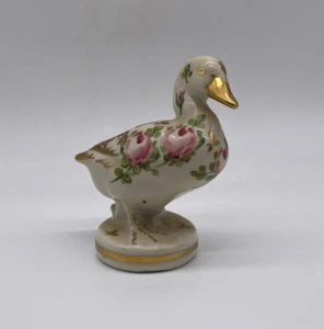 Vintage Hand Painted Porcelain Duck Figurine Floral Pattern - Picture 1 of 6