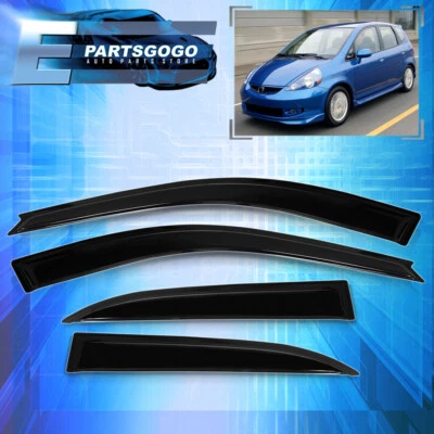 For 06-08 Honda Fit GD 4DR JDM Tape On Sun Rain Window Visor Guard Deflector Set - Image 1 of 4