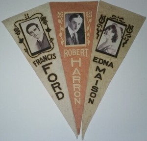 Silent Movie Star Pennants, Francis Ford, Robert Harron, Edna Maison 7 3/4" X 3"