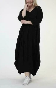 AKH Lagenlook Ballonkleid lang Kleid viskose schwarz EG (44-54) NEU - Bild 1 von 5