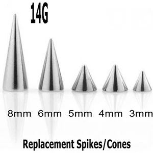 Threaded Spikes Cones 5 Spare Rook Snug Nipple Helix Lip Piercing Mix Sizes 14g - Picture 1 of 7