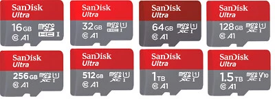 SanDisk Ultra microSD +SD-Adapter 8GB, 16GB, 32GB, 64GB, 128GB, 256GB, 512G, 1TB - Bild 1 von 4
