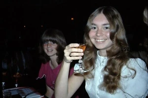 Vintage 35MM Slide Petty Red head young girl having a drink 70's - Picture 1 of 2