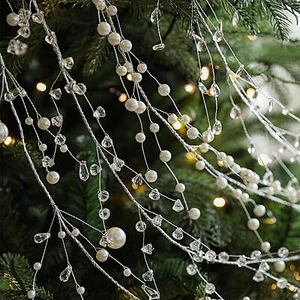 Crystal Garland for Christmas Tree 3.6 Ft Pearls String Wedding classy - Picture 1 of 12