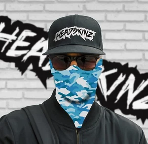 FACE MASK / SKINZ - CAMO AQUA MARINE - (Fishing, Hunting, Motorbike, Ski, Gym) - Picture 1 of 4