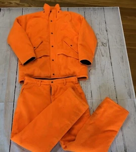 Cabelas WhiteTail Fleece Hunting Orange Lined Jacket And Bottoms L Read Descrip - Picture 1 of 12