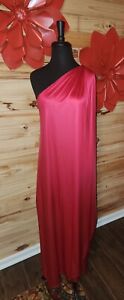 Halston for Formfit Rogers 1970s One Shoulder Red Grecian Maxi Gown
