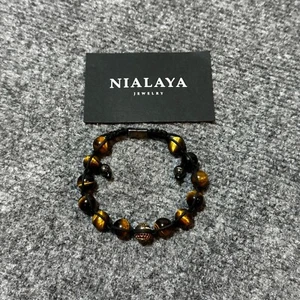 Nialaya Armband Erwachsene Herren braun Tigeraugen Perlen Handarbeit Kordelverschluss - Bild 1 von 4