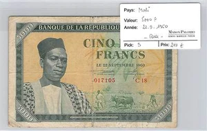 Banknote Mali - Rare - 5000 Francs 22-9-1960 - Picture 1 of 1