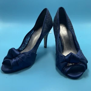 Adrianna Black Papell Francesca Evening Heels Size 10 Black Lace Detail Formal - Picture 1 of 10