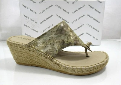 Andre Assous Annette Cuña Alpargata Tanga Slide Sandalia Beige Camuflaje Talla 8 EU 39 Foto 1 de 4