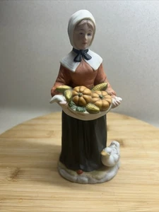 Home Interiors "Rewards of the Harvest" Vintage Pilgrim Figurine Woman - Picture 1 of 6