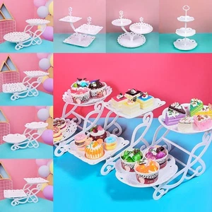 White Cake Stand 2/3-Layers Food Fruit Plate New Dessert Rack  Table Decoration - Picture 1 of 21