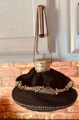 Bolso forrado decoración decorativa negro plateado con marco de puerta Art Deco Foto 1 de 4