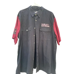 Harley Davidson schwarzes Button Down Hemd bestickt Adler XL - gebraucht - Bild 1 von 6