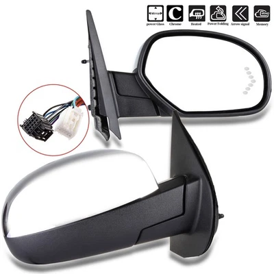Par de señales de giro de espejo retrovisor cromado térmico con memoria eléctrica para Chevy GMC 2007-2014 Foto 1 de 4