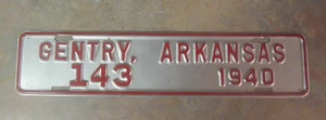 RARE 1940 GENTRY ARKANSAS CITY LICENSE PLATE - Picture 1 of 7