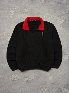 Polo Sport Fleece Pullover Black Red Collar Size L - Picture 1 of 11