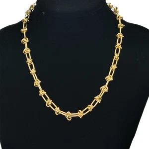 18K Yellow Gold Filled Hypoallergenic 16"/18" Knotted 6mm Chunky Chain Necklace - Picture 1 of 3
