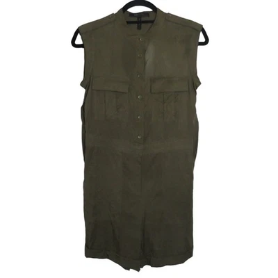 Mono BCBGMaxAzria sin mangas con bolsillos abotonados verde oliva talla 0 Foto 1 de 4