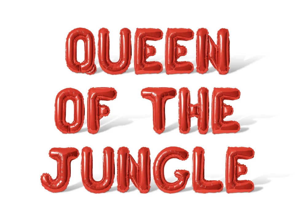 QUEEN OF THE JUNGLE Letter Balloon Banner - Women's Birthday Party Decorations - Image 1 of 4