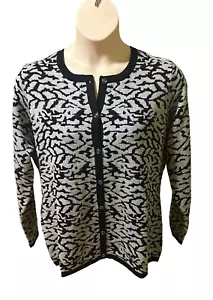 Denim & Co Jacquard CardiganWomen's 1X Tunic NWOT Button Up Black & Gray Sweater - Picture 1 of 13
