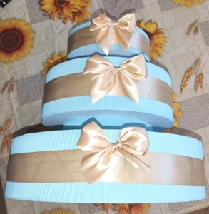 Torta Decorativa Per Bomboniere Segnaposti Compleanno Battestimo Bambini Azzurro - Foto 1 di 5