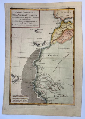 СТАРИННАЯ ГРАВИРОВАННАЯ КАРТА ЗАПАДНОЙ АФРИКИ МАРОККО 1780 БОНН 18 ВЕК - Изображение 1 из 4