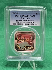 2013 AUSTRALIA $1 SEASONS AUTUMN 1 Oz SILVER PROOF COIN PR69DCAM - Picture 1 of 2