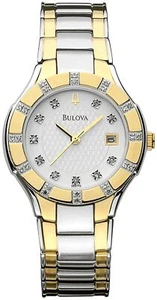 Bulova 98R119 34 Diamonds Two Tone White Dial Reloj de vestir para mujer - Imagen 1 de 1