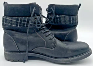 MADDEN Men Leather Ankle Boots Size 12 Black Teeter Zip & Lace Up - Picture 1 of 6