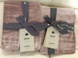 West Elm Two (2) Lush Crinkle Velvet Standard Shams Dusty Blush Pink NWT - Picture 1 of 1