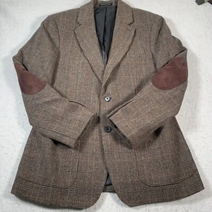 Banana Republic Sport Mantel 40 kurz braun kariert Wolle Tweed Ellenbogen Patches - Bild 1 von 14