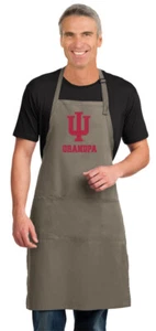IU Grandpa Apron LARGE Indiana University GRANDPA APRON w/ Adj NECK & POCKETS! - Picture 1 of 2